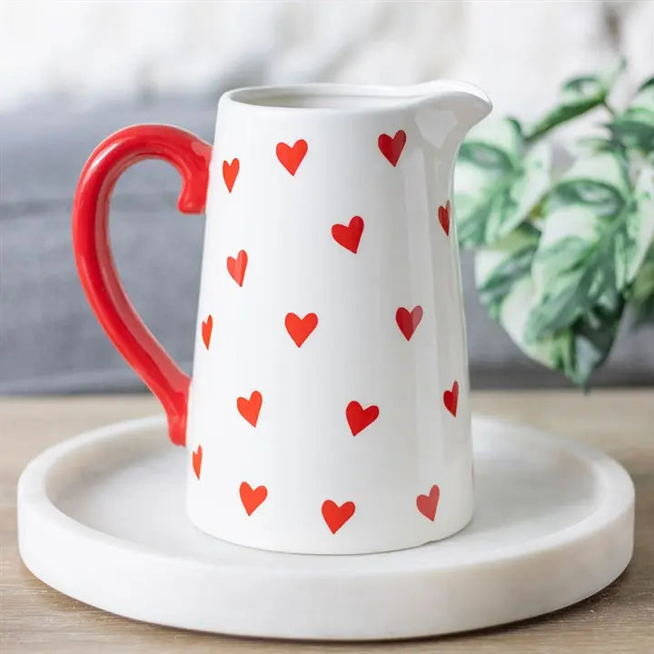 Heart Print Ceramic Flower Jug - Image #1