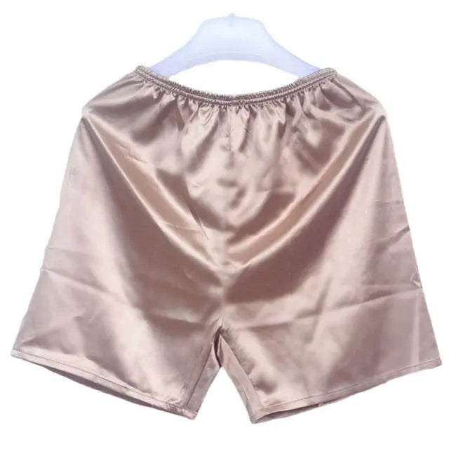 Champagne Opulent Satin Boxer Shorts - Satin & Sox