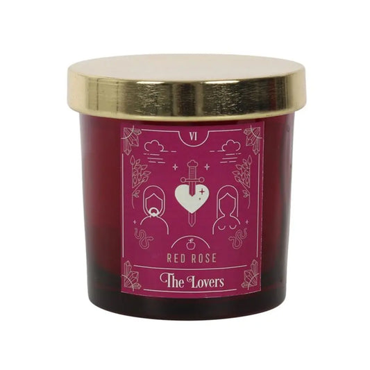 The Lovers Red Rose Tarot Candle - Image #1
