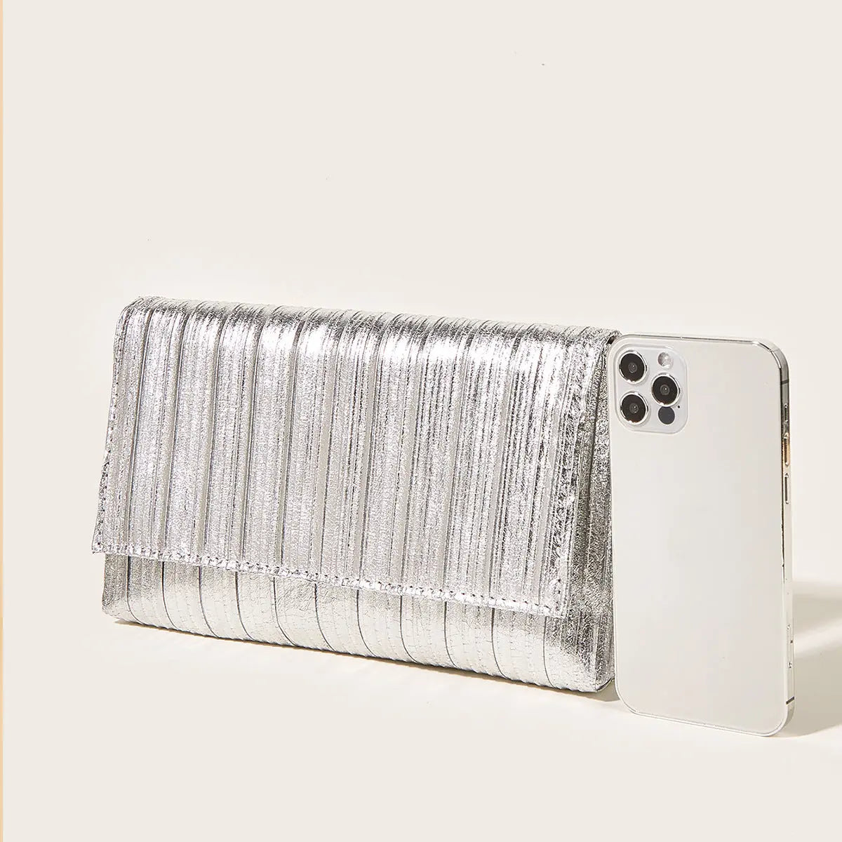 Gold Silver Clutch Bag - Satin & Sox