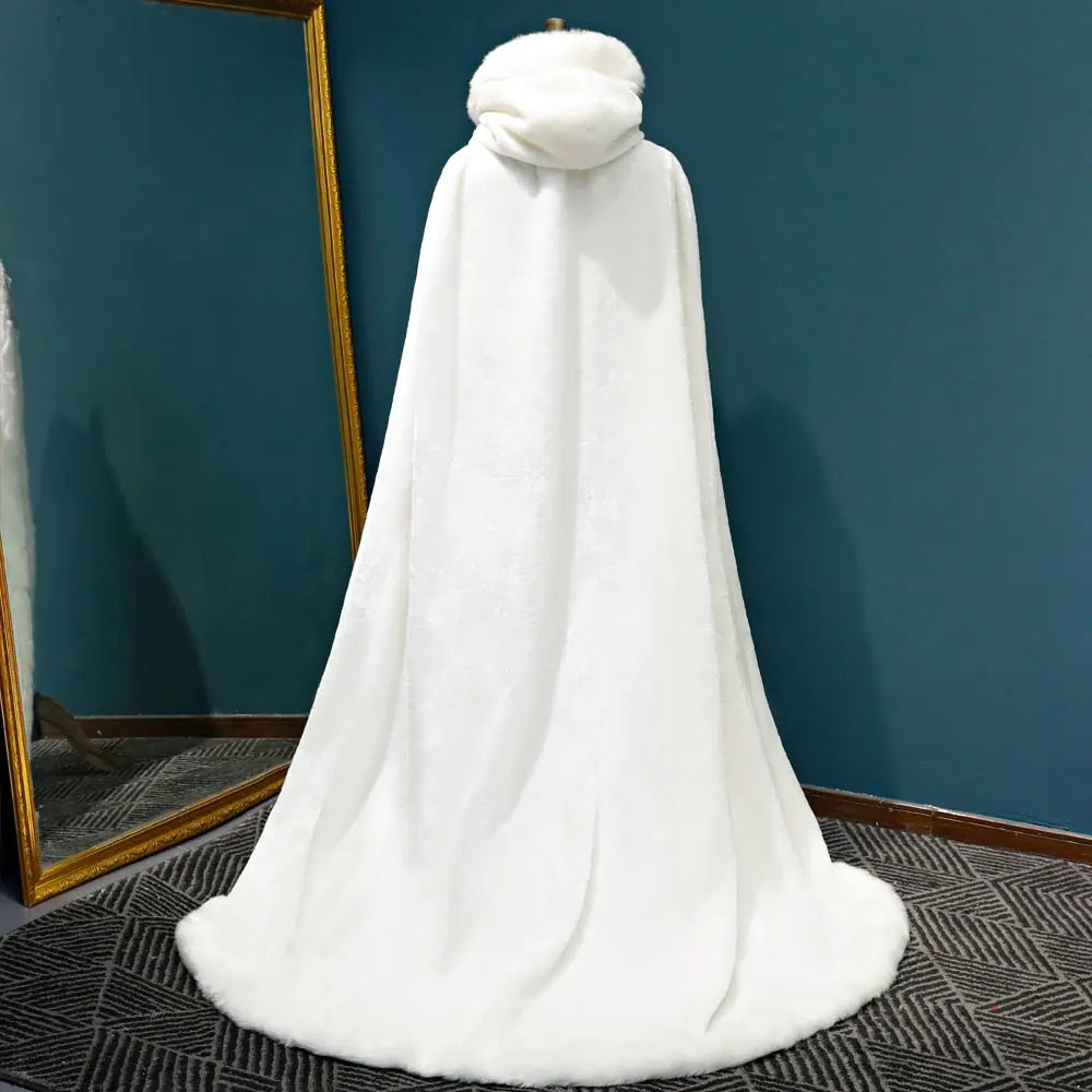 Winter Long Wedding Hooded Cloak - Satin & Sox