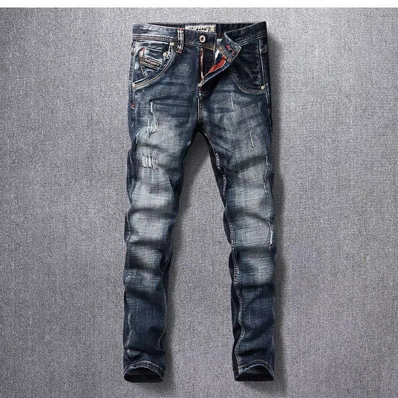 Italian Vintage Designer Men Jeans Slim Fit