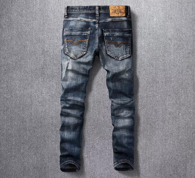 Italian Vintage Designer Men Jeans Slim Fit