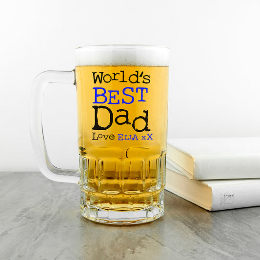 Personalised World's Best Dad Beer Glass