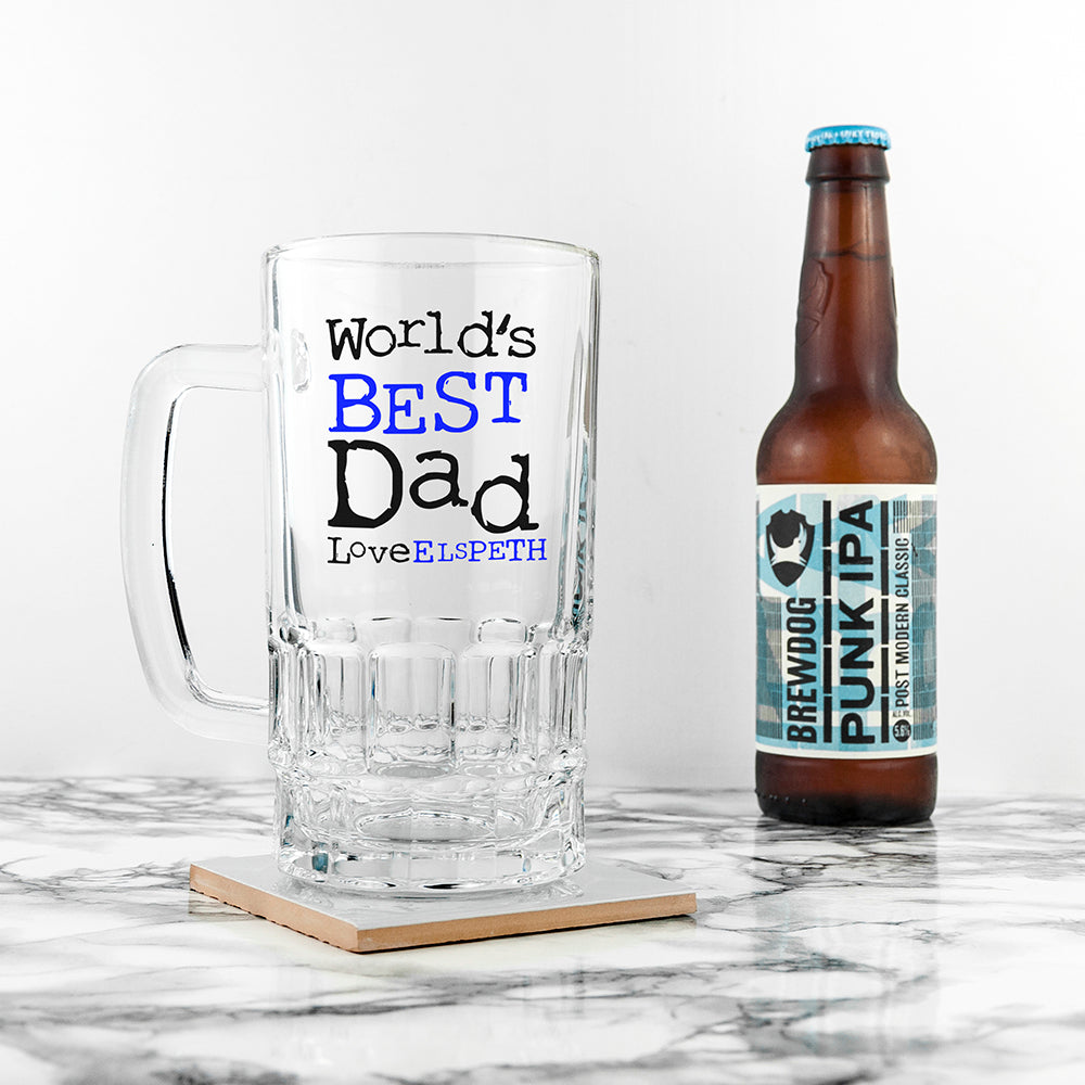 Personalised World's Best Dad Beer Glass