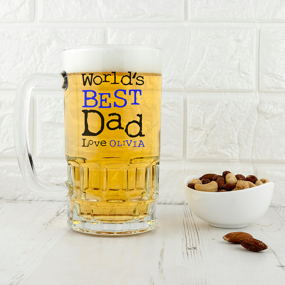 Personalised World's Best Dad Beer Glass