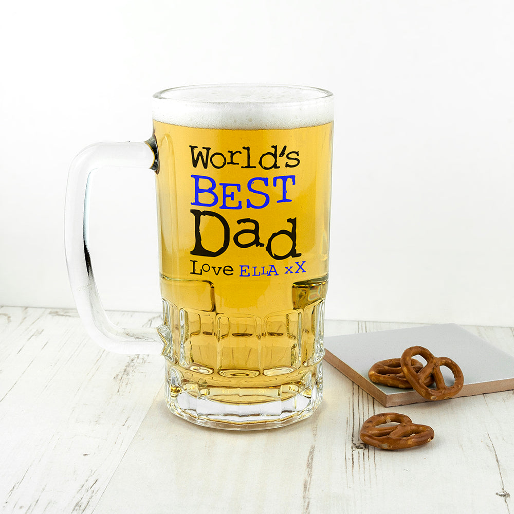 Personalised World's Best Dad Beer Glass