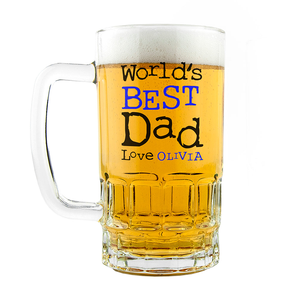 Personalised World's Best Dad Beer Glass