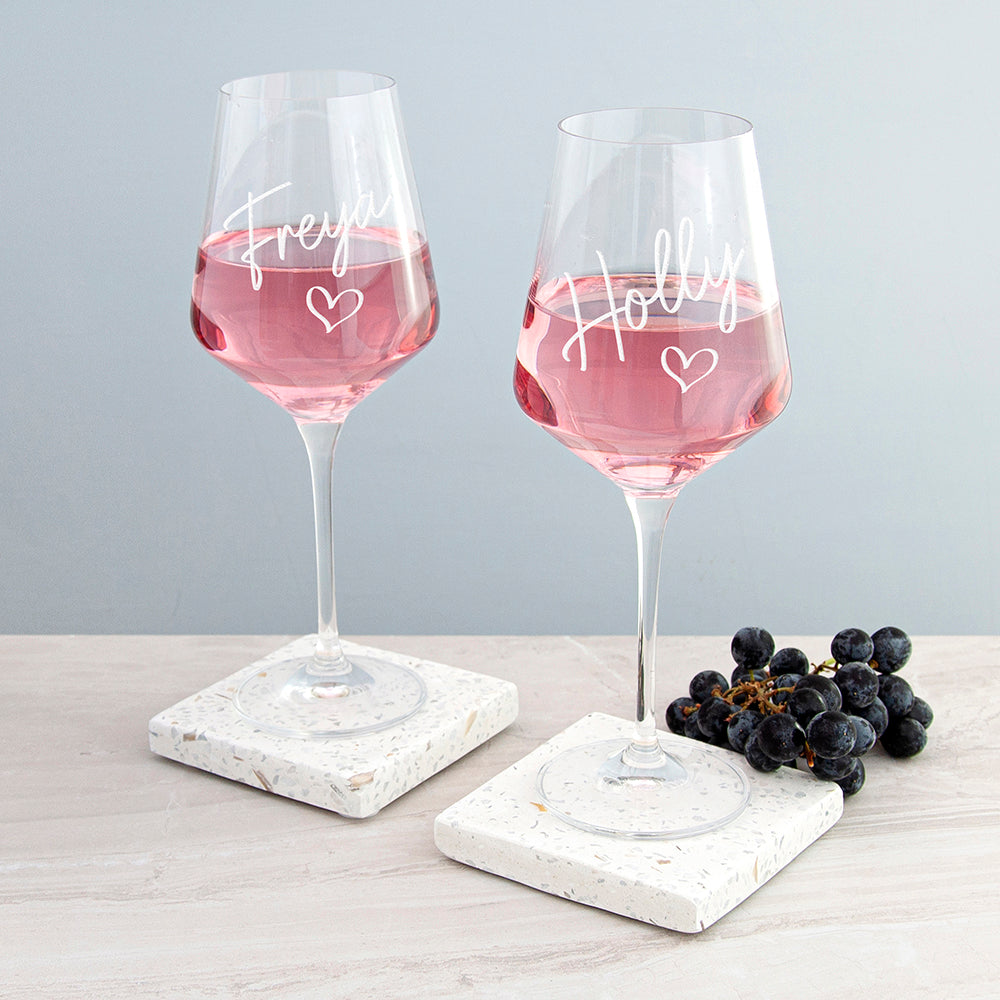 Personalised Love Heart Wine Glass