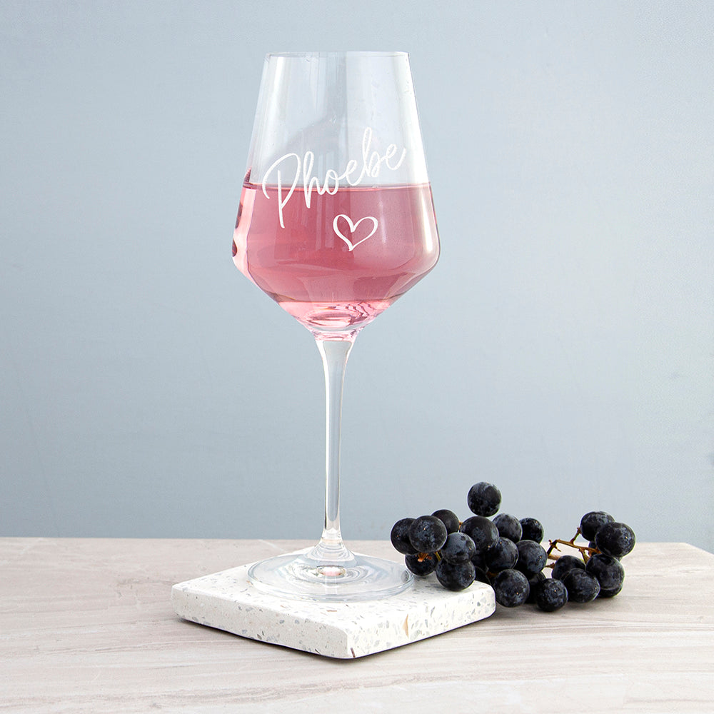 Personalised Love Heart Wine Glass