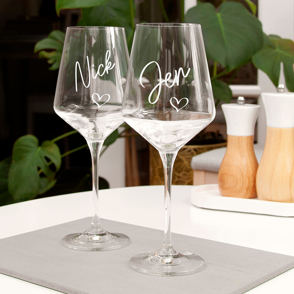 Personalised Love Heart Wine Glass