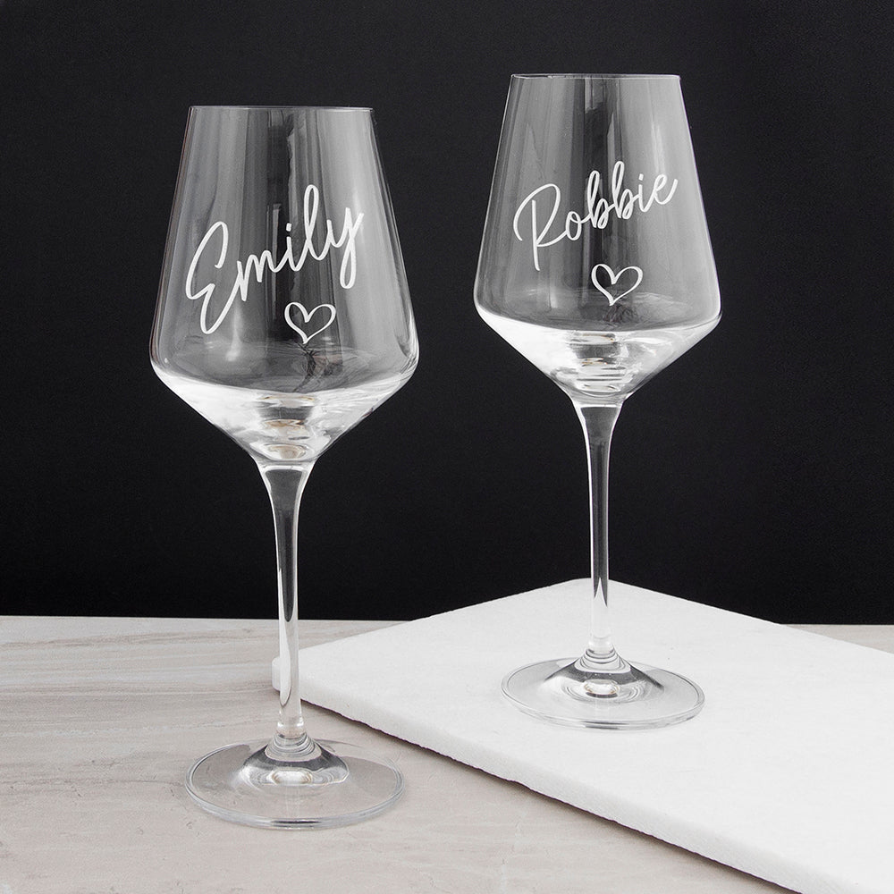 Personalised Love Heart Wine Glass