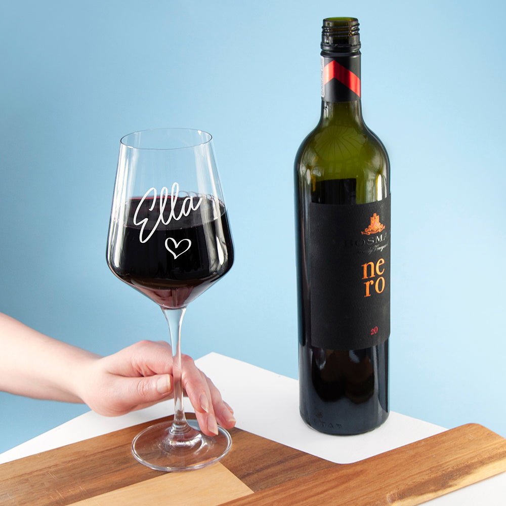 Personalised Love Heart Wine Glass