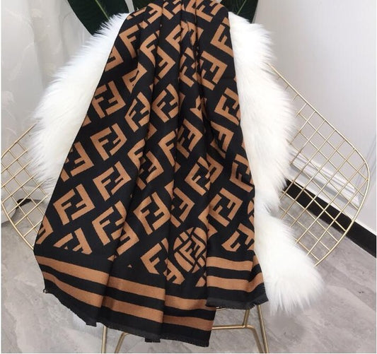 Thick Warm Wool Scarf Geometric Print - Satin & Sox