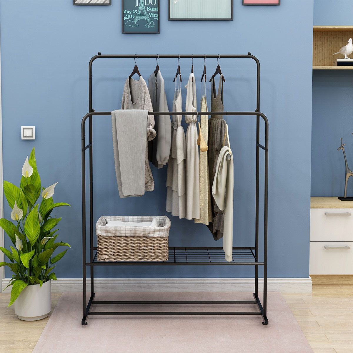 Garment Rack Freestanding Bedroom Clothing Rack - Satin & Sox