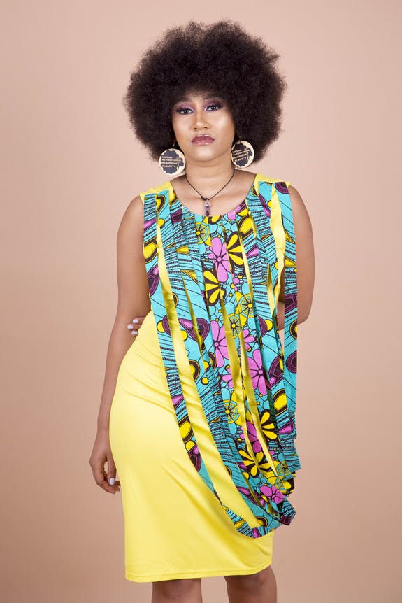 Francine Dress by Lohi, African inspired yellow shift - Satin & Sox