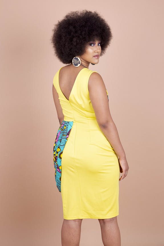 Francine Dress by Lohi, African inspired yellow shift - Satin & Sox