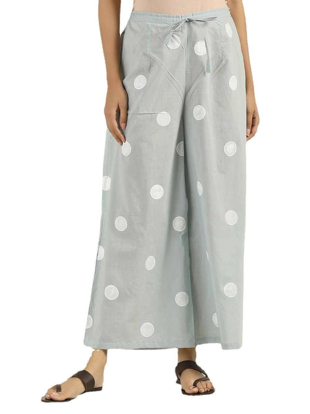 Polka Dot Casual Wide Legged Trousers - Satin & Sox