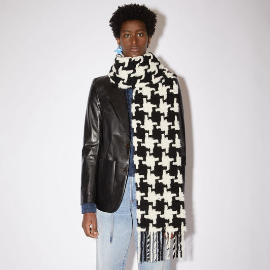 Hounds Tooth Large Knitted Oversized Scarf - Satin & Sox