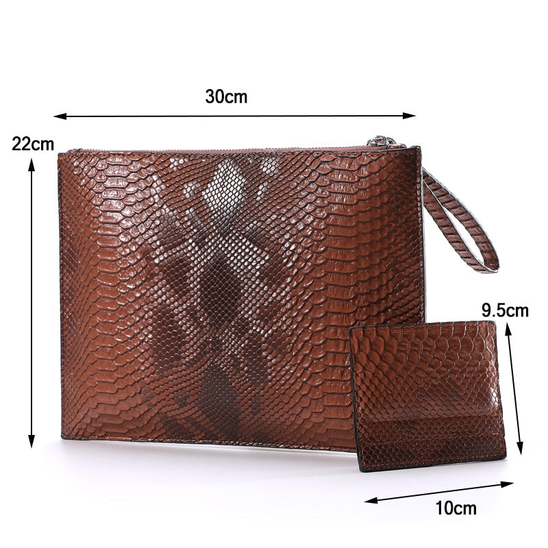 Leather PU snakeskin Large Clutch Bag - Satin & Sox