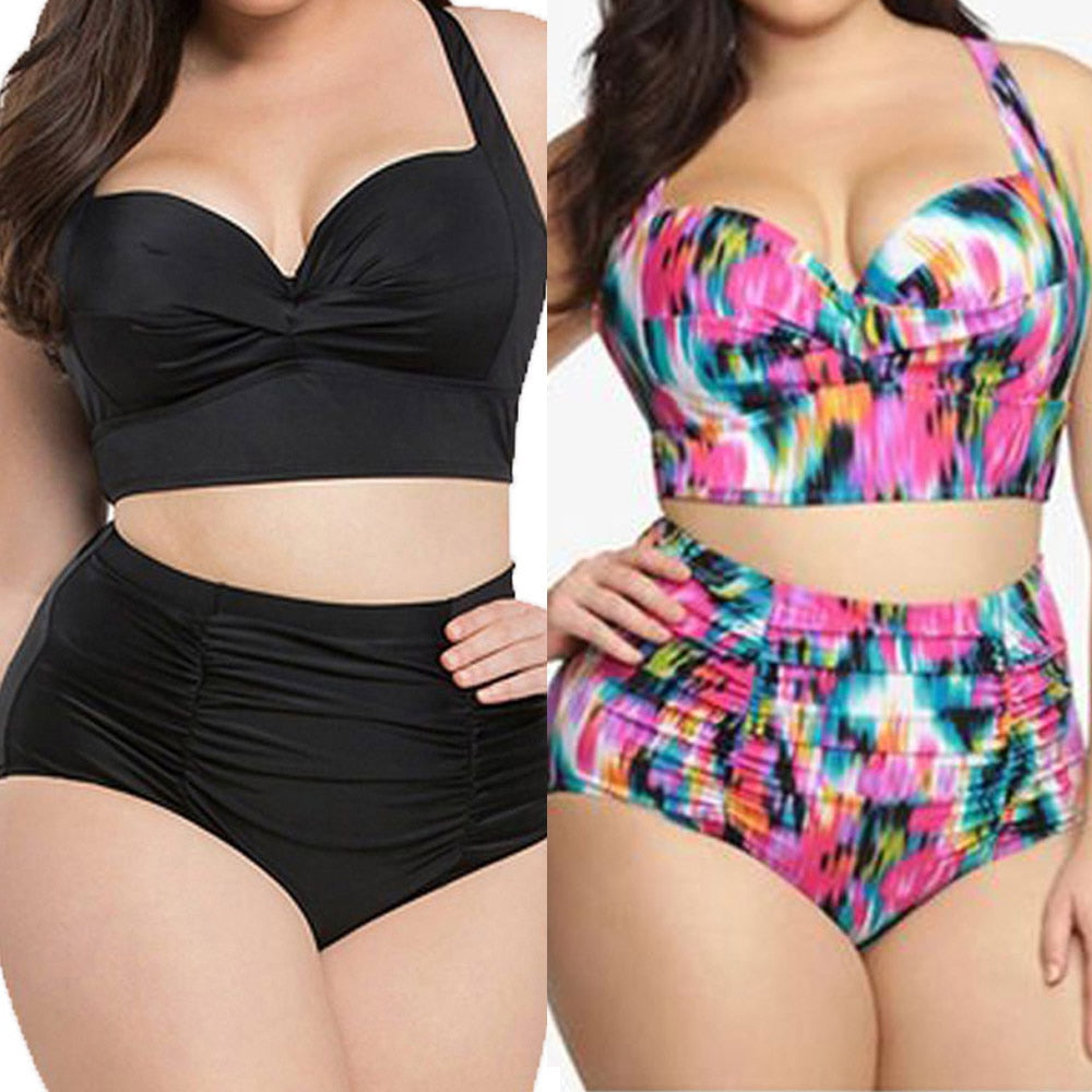 Plus Size high waist women bikini 2 piece - Satin & Sox