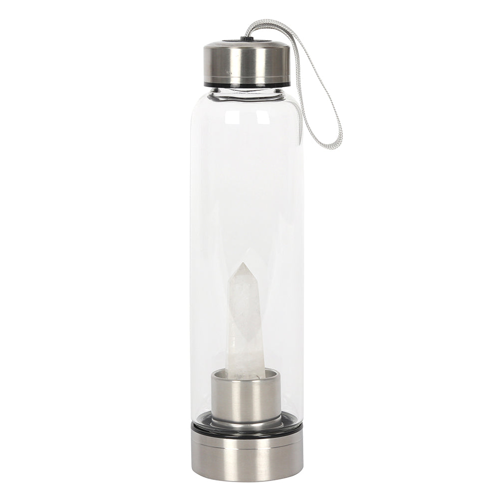 Clear Quartz Energizing Glass Water Bottle - Satin & Sox