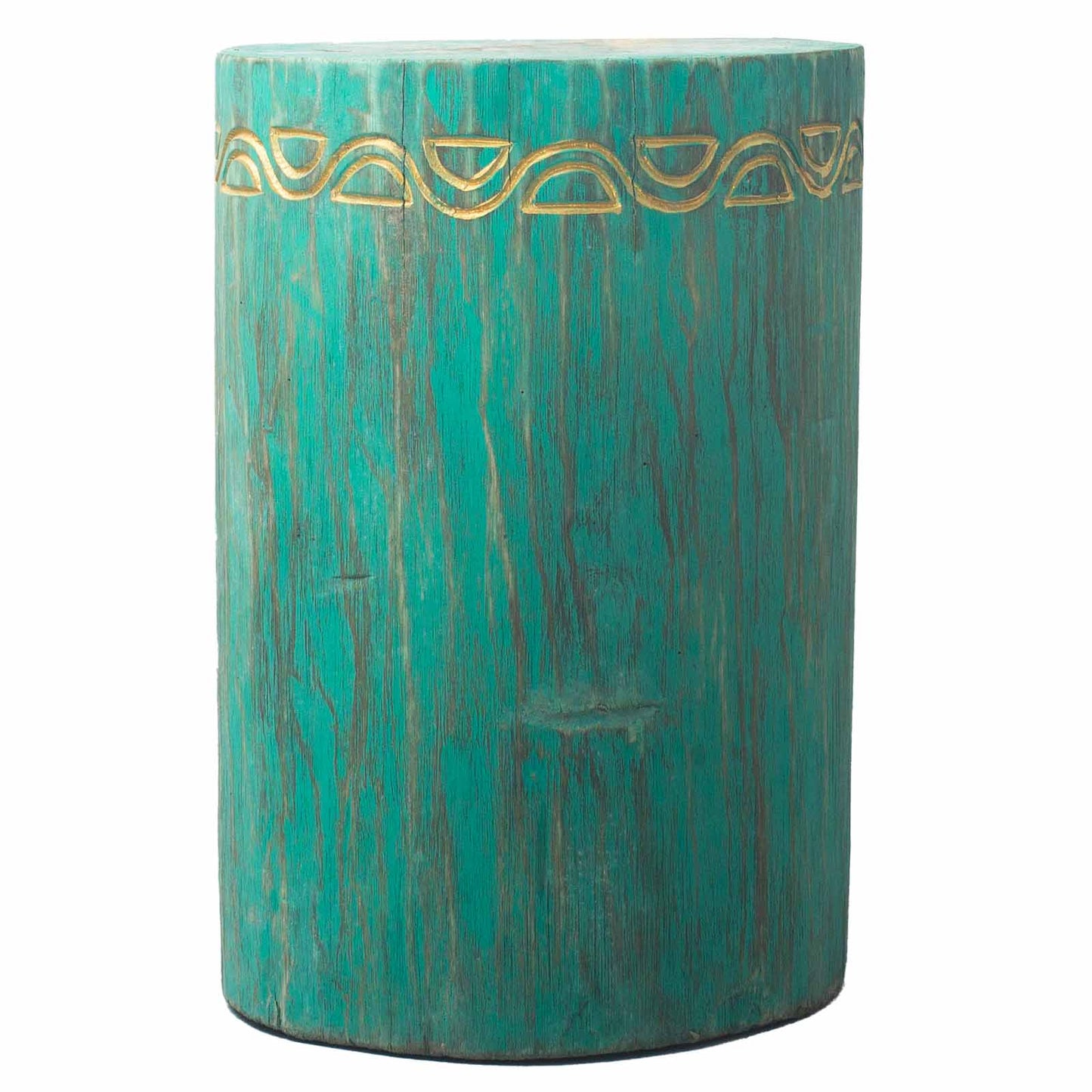 Green Hand Carved Tribal Stool - Satin & Sox