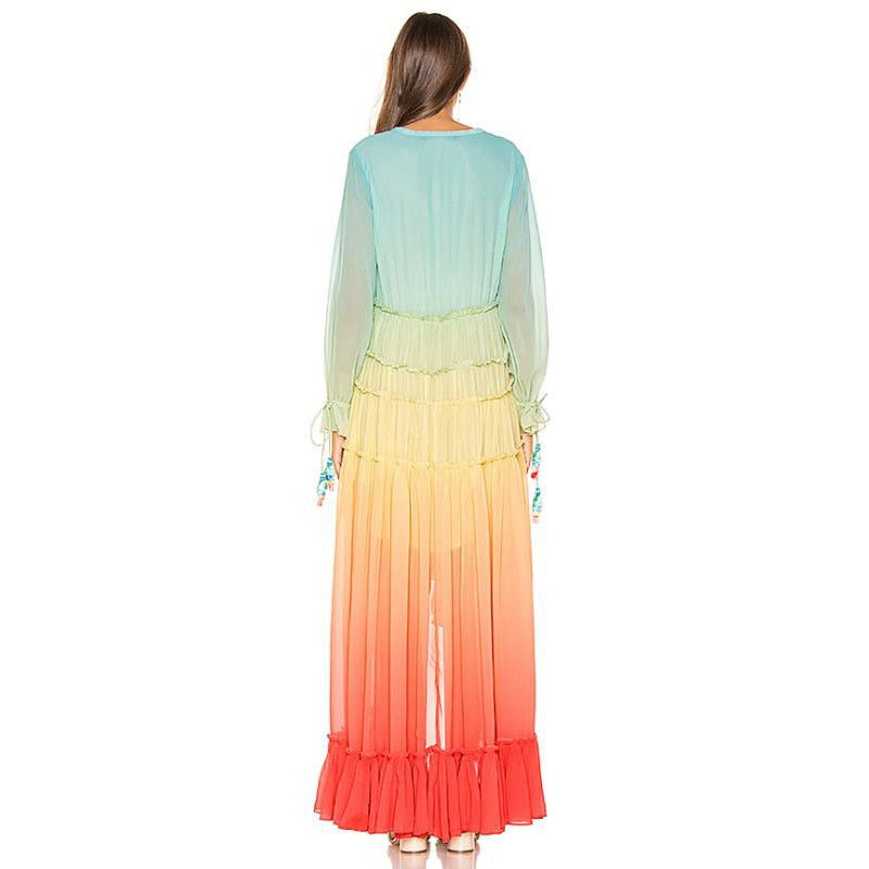 Ombre Chiffon High Split Maxi Dress - Satin & Sox