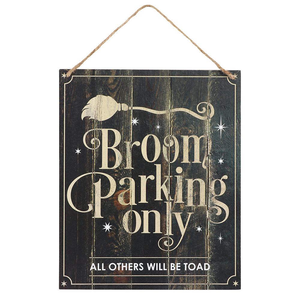 Witches Broom Parking Hanging Door Sign - Satin & Sox