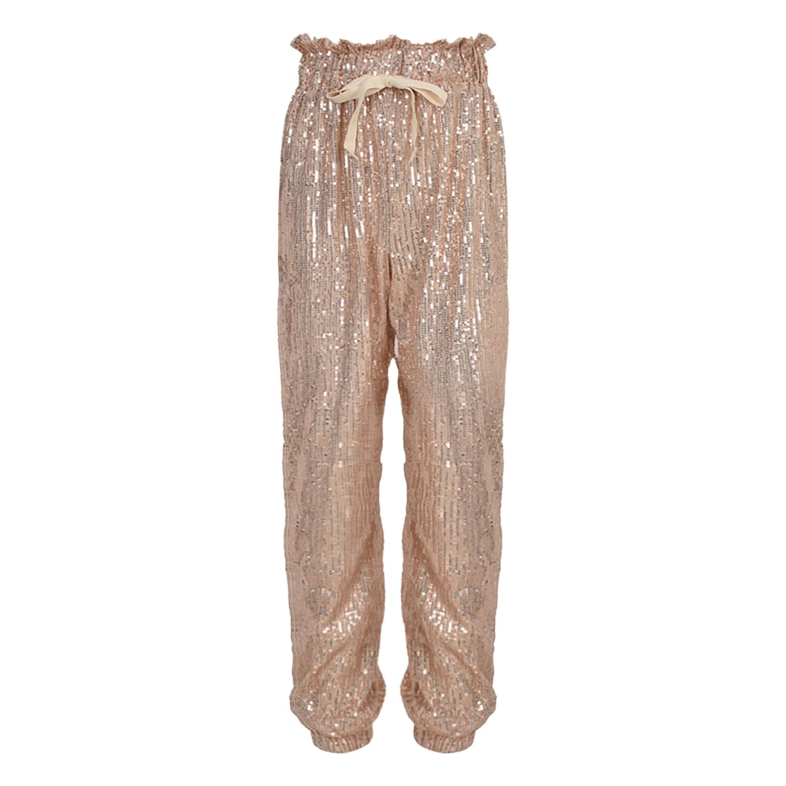 Sequin High Waisted Slit Pants Rose Gold - Southern Fashion Boutique Bliss