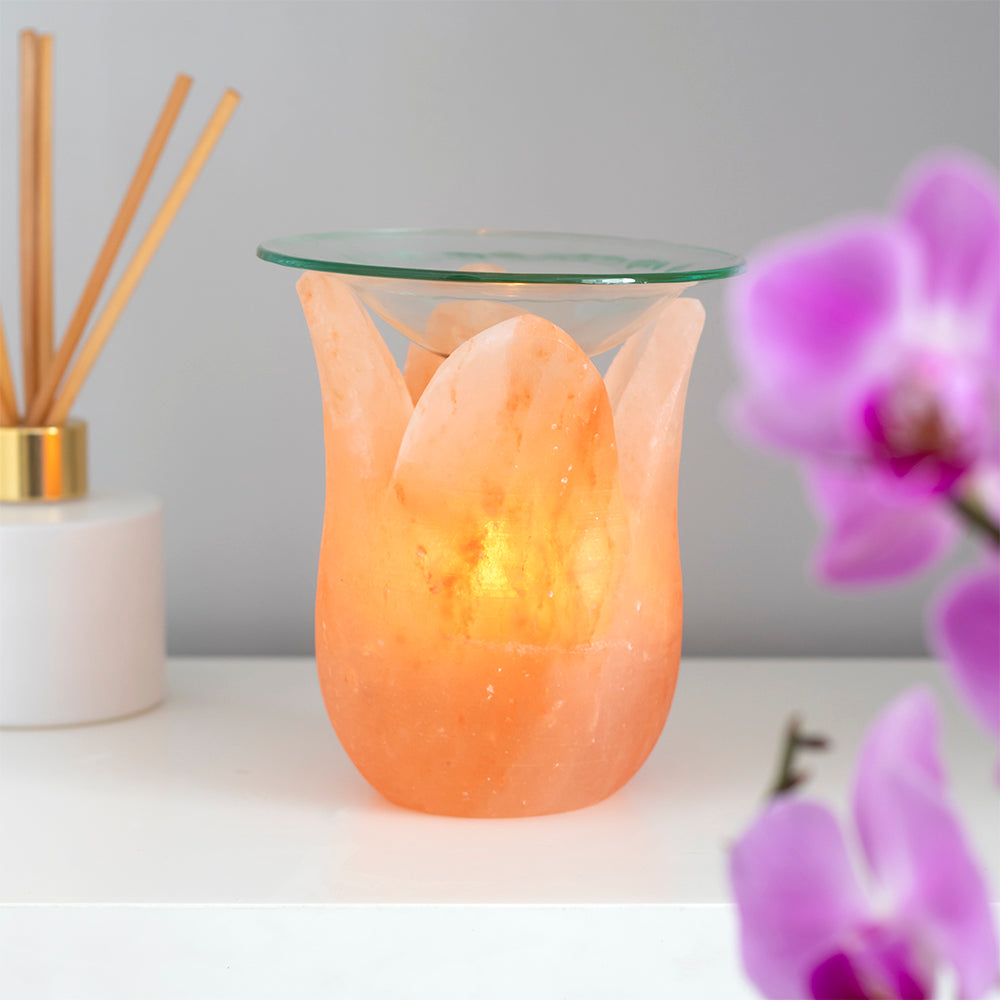 Tulip Shaped Himalayan Salt Aromatherapy Oil and Wax Melt Burner - Satin & Sox