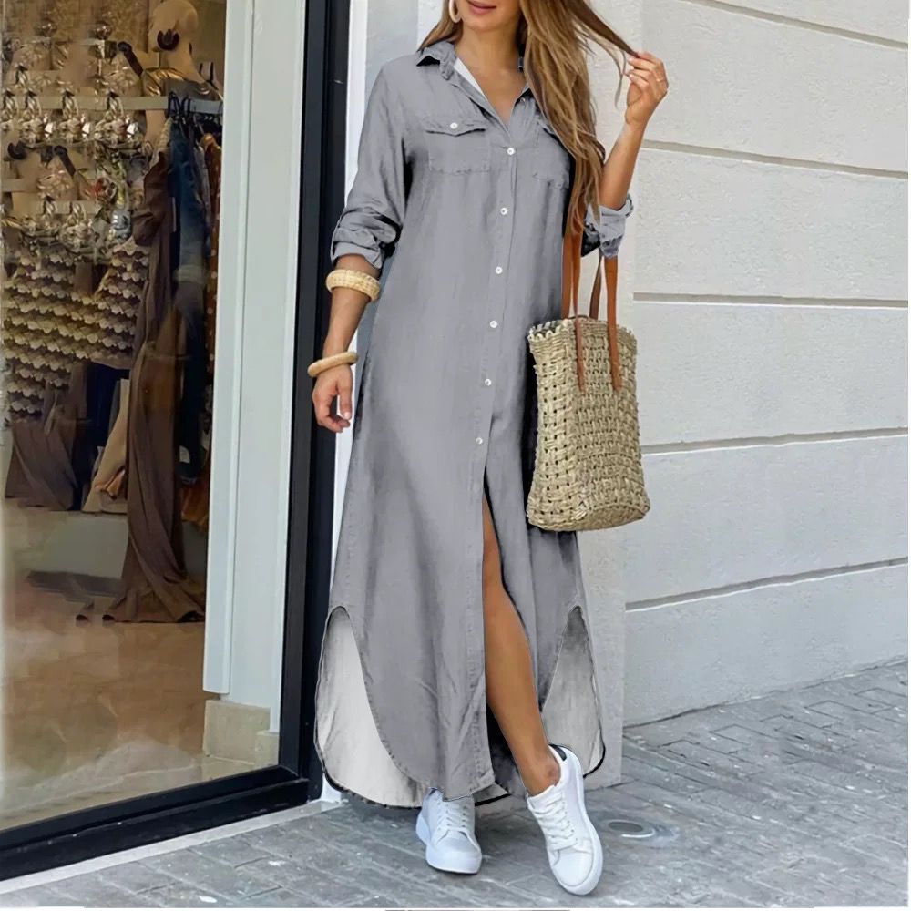 Plus Size Long Shirt Dress - Satin & Sox