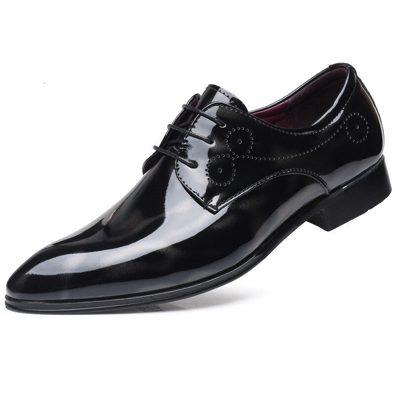 Smokey design lace up PU leather Men's formal dress shoes - Satin & Sox