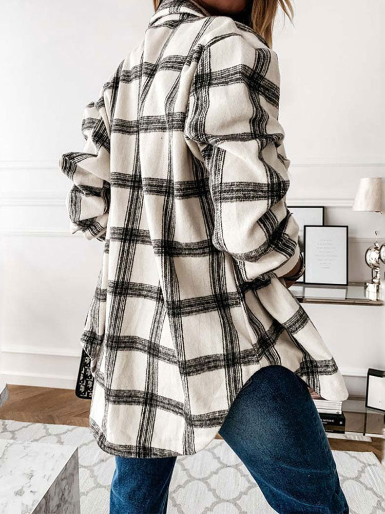 Oversized Chequered Shirt Jacket - Satin & Sox