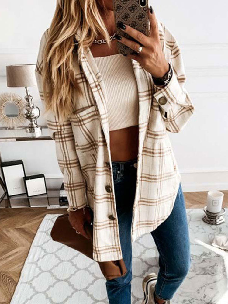 Oversized Chequered Shirt Jacket - Satin & Sox