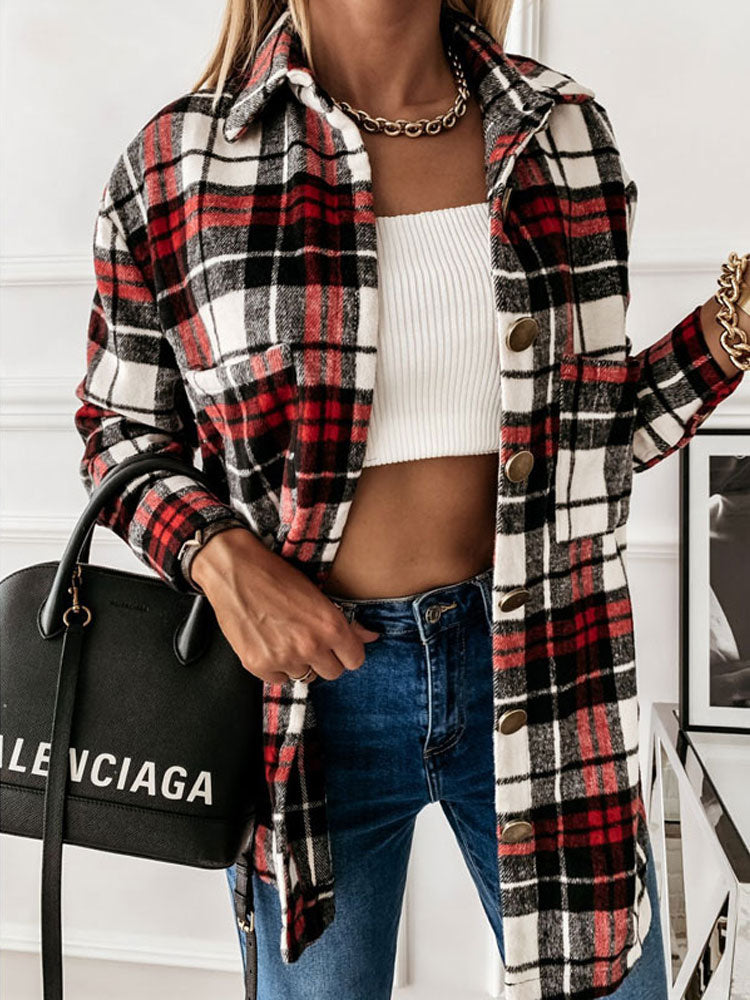 Oversized Chequered Shirt Jacket - Satin & Sox