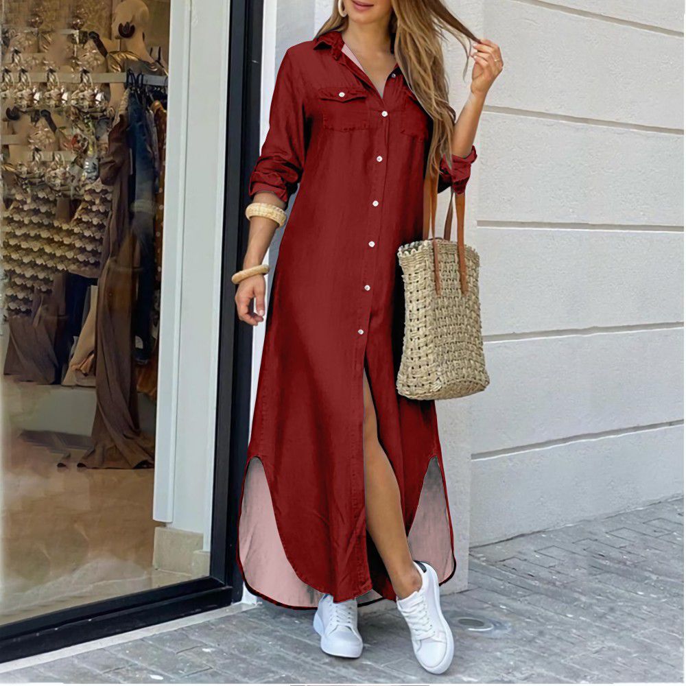 Plus Size Long Shirt Dress - Satin & Sox