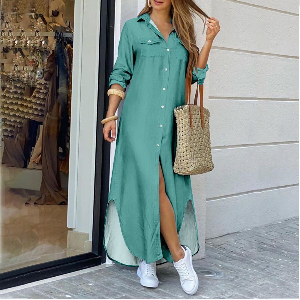 Plus Size Long Shirt Dress - Satin & Sox