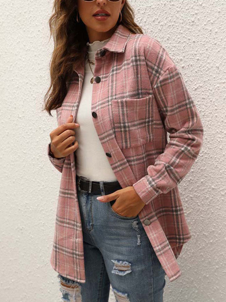 Oversized Chequered Shirt Jacket - Satin & Sox