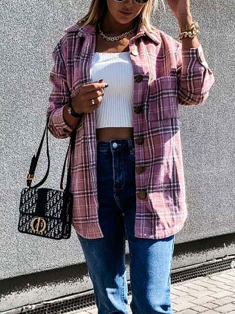 Oversized Chequered Shirt Jacket - Satin & Sox