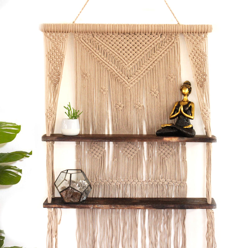 Macramé Hanging Shelf Handmade Macrame Wall Shelves Display - Satin & Sox