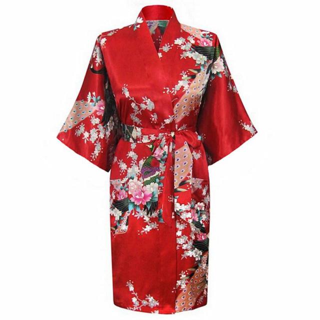 Red Satin Kimono Robe - Satin & Sox