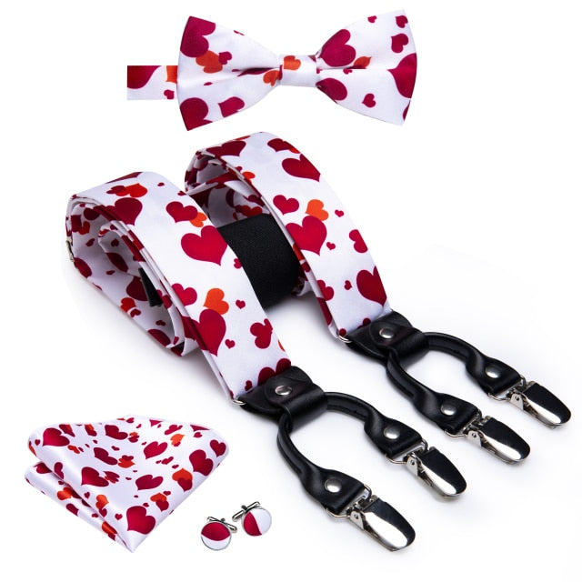 Men's Bow Tie and Braces Set Love Hearts - Satin & Sox