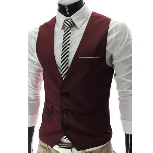 Men's Formal Cotton Waistcoat Wine Red - Satin & Sox