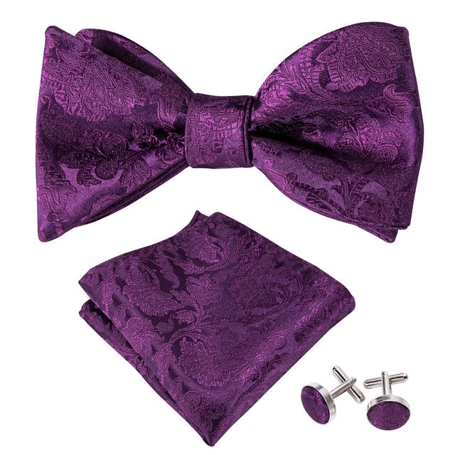 Classic Purple Bow Tie for Men 100% Silk - Satin & Sox