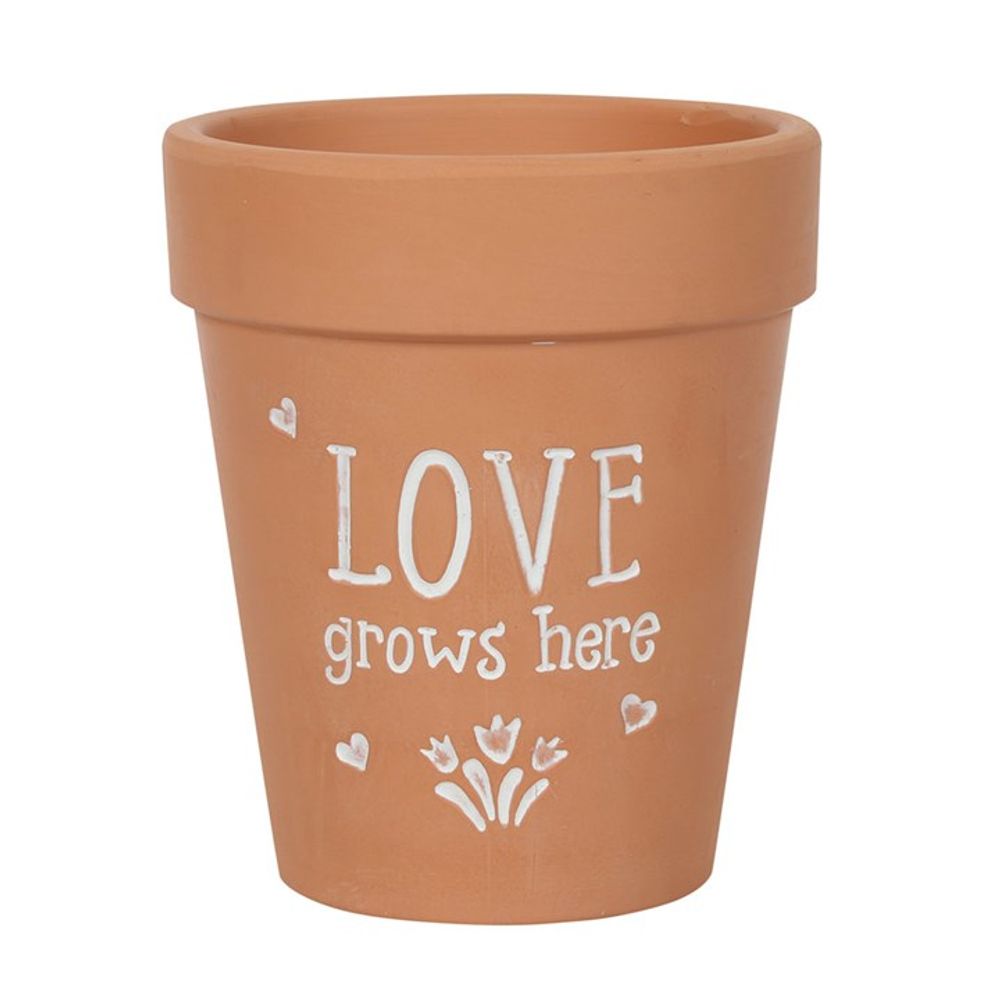 Love Grows Here Terracotta Plant Pot - Satin & Sox